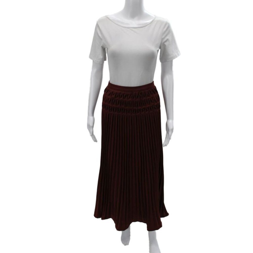 Ava & Lu Women Maxi Skirt Red Long Zip 95% Polyester Size M